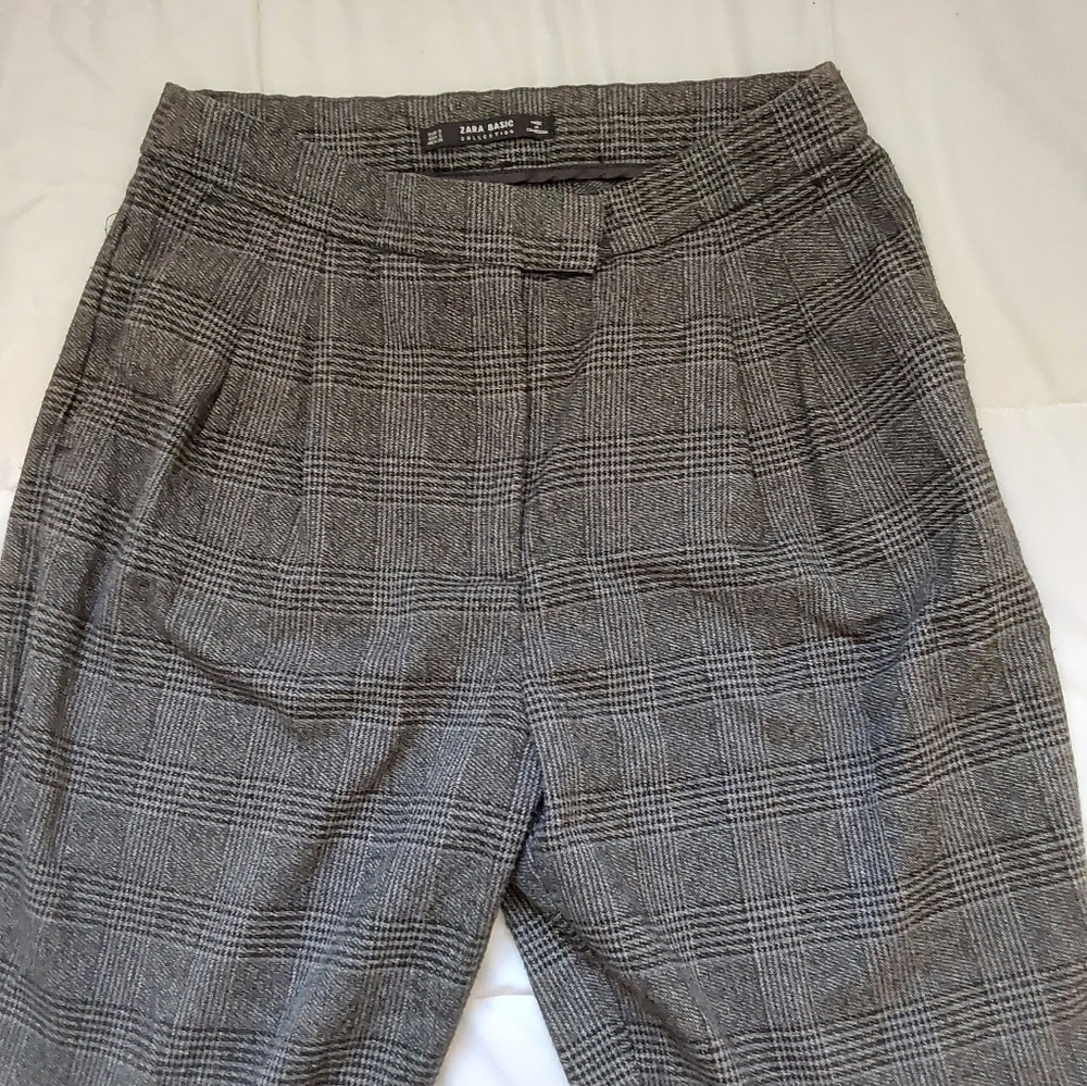 Zara Plaid Pleated Trousers